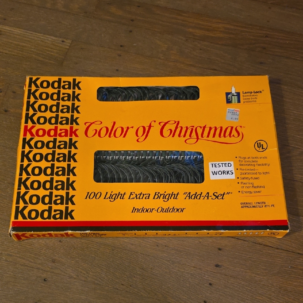 Kodak 100 Color of Christmas String Lights - Indoor/ Outdoor -Vintage. NEW